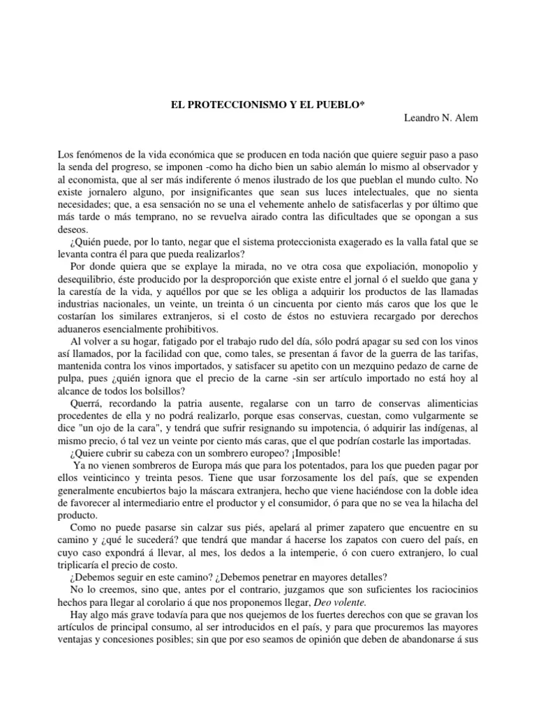 El Proteccionismo y el Pueblo