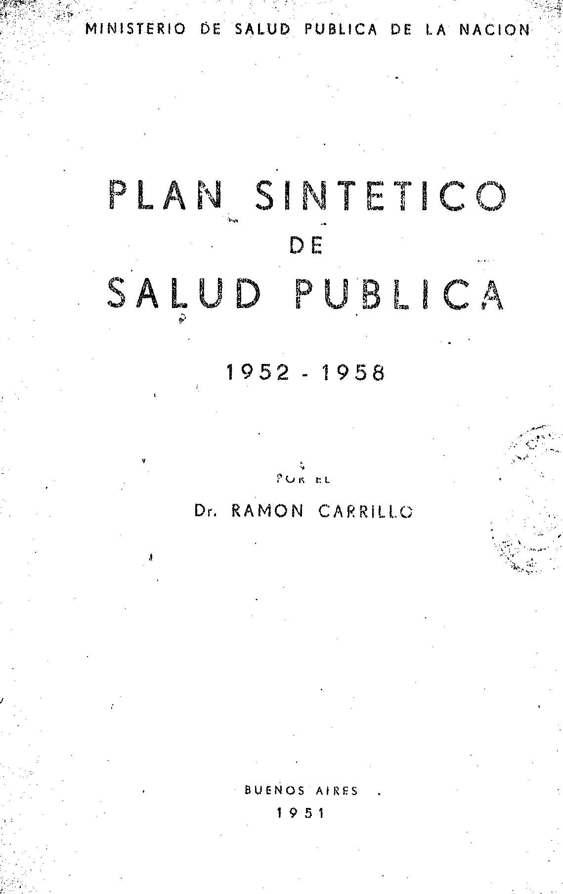 Plan Sintético de Salud Pública 1952 – 1958
