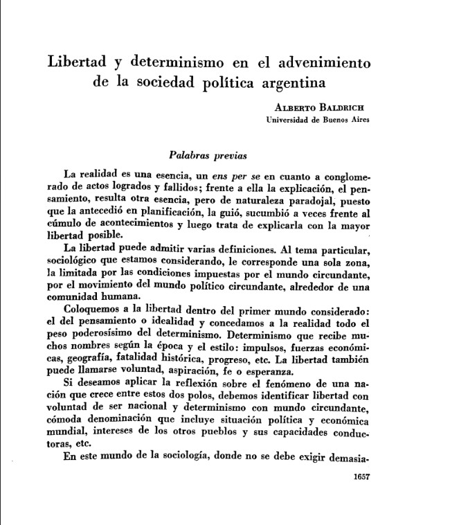 Libertad y determinismo en el advenimiento de la sociedad política argentina
