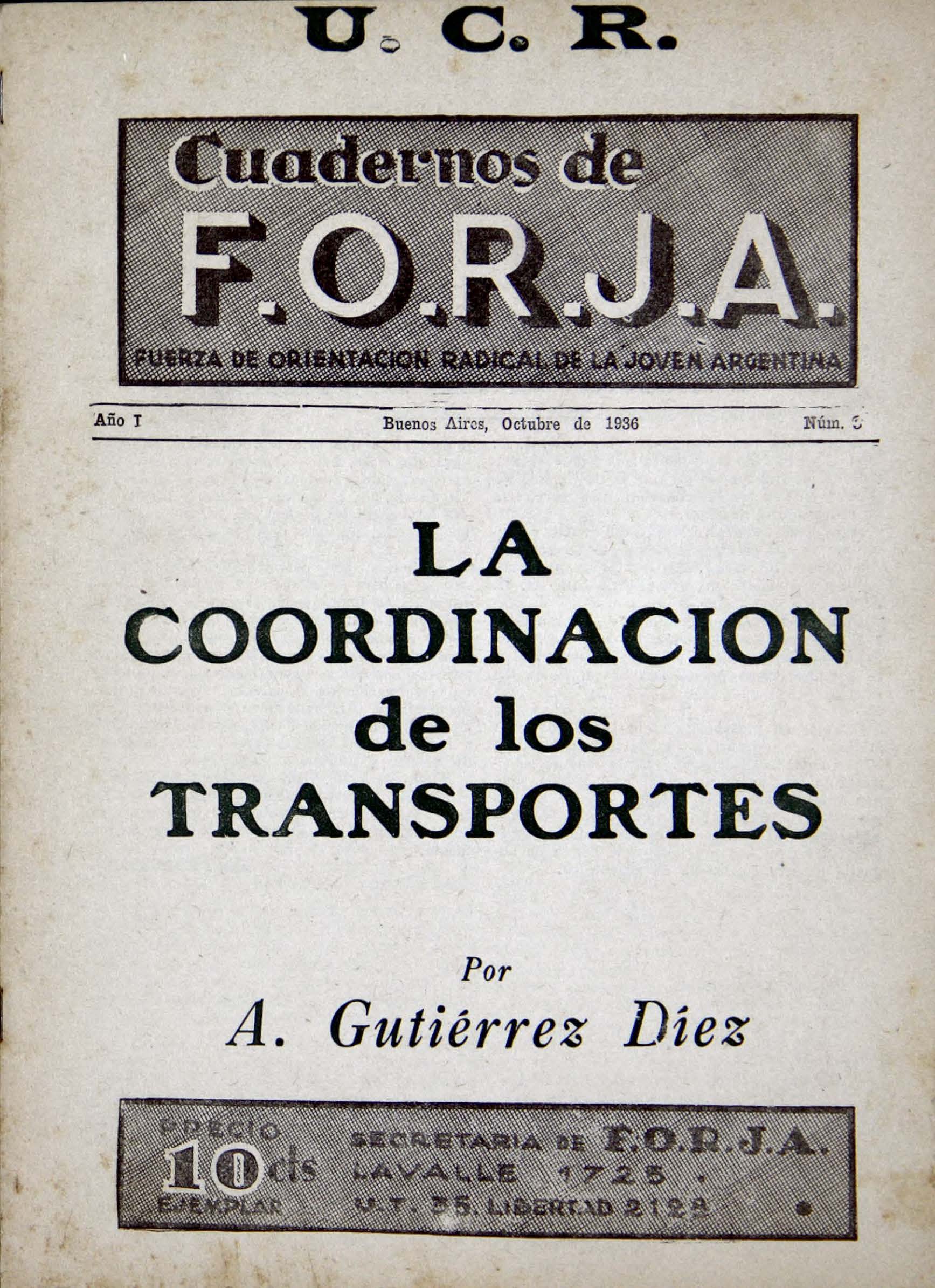 Cuaderno de FORJA N°3. La coordinación de los transportes