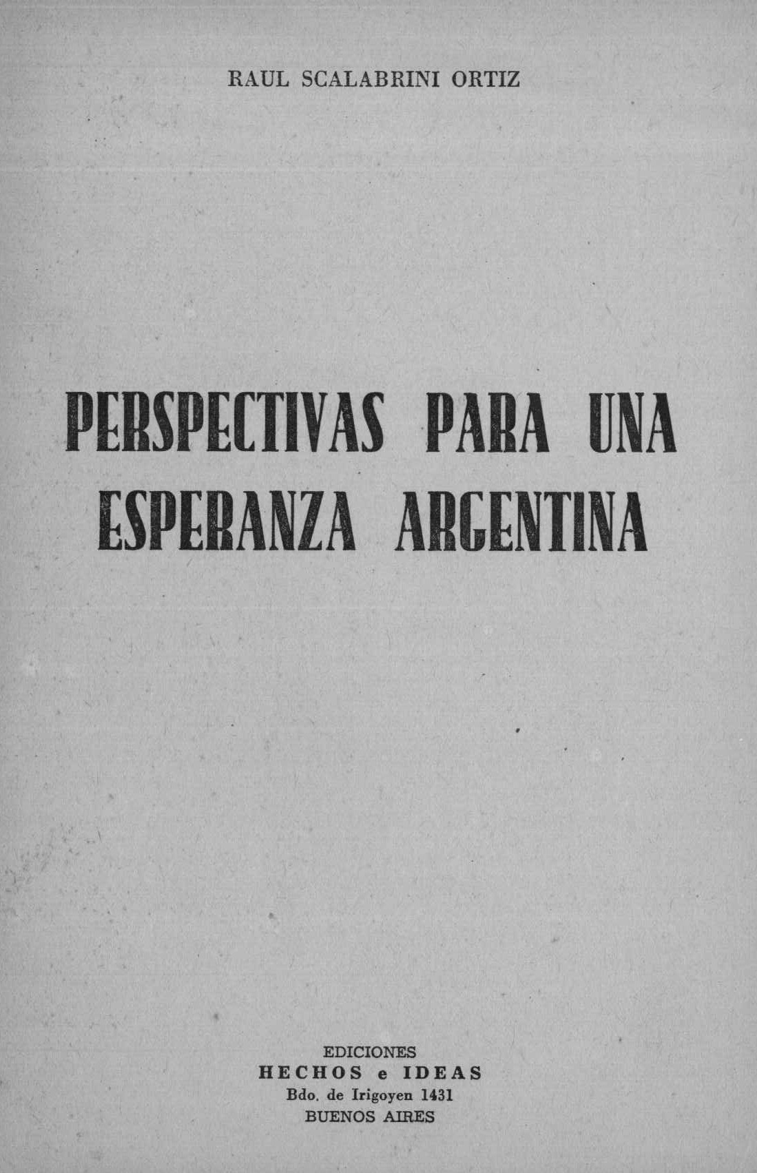 Pespectivas para una Esperanza Argentina