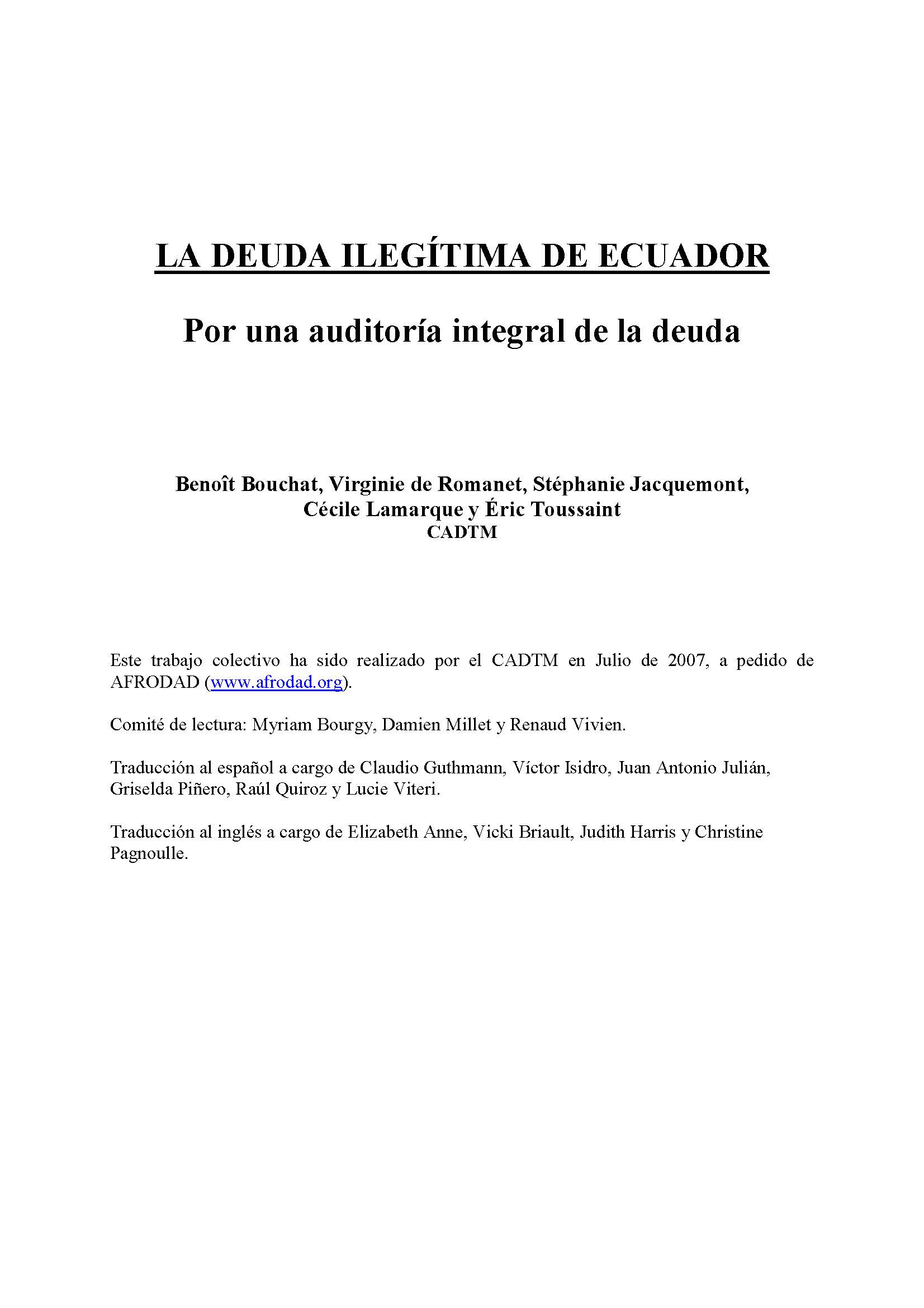 La Deuda Ilegítima de Ecuador