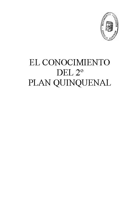 El Conocimiento del 2° Plan Quinquenal