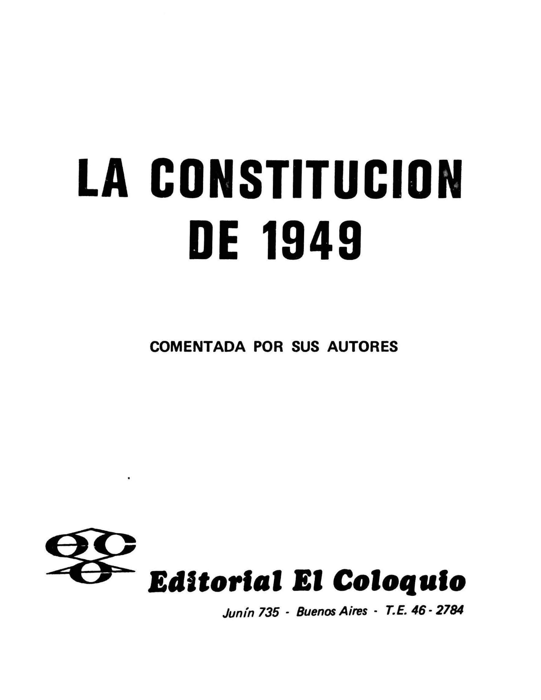 La Constitución de 1949 comentada por sus autores