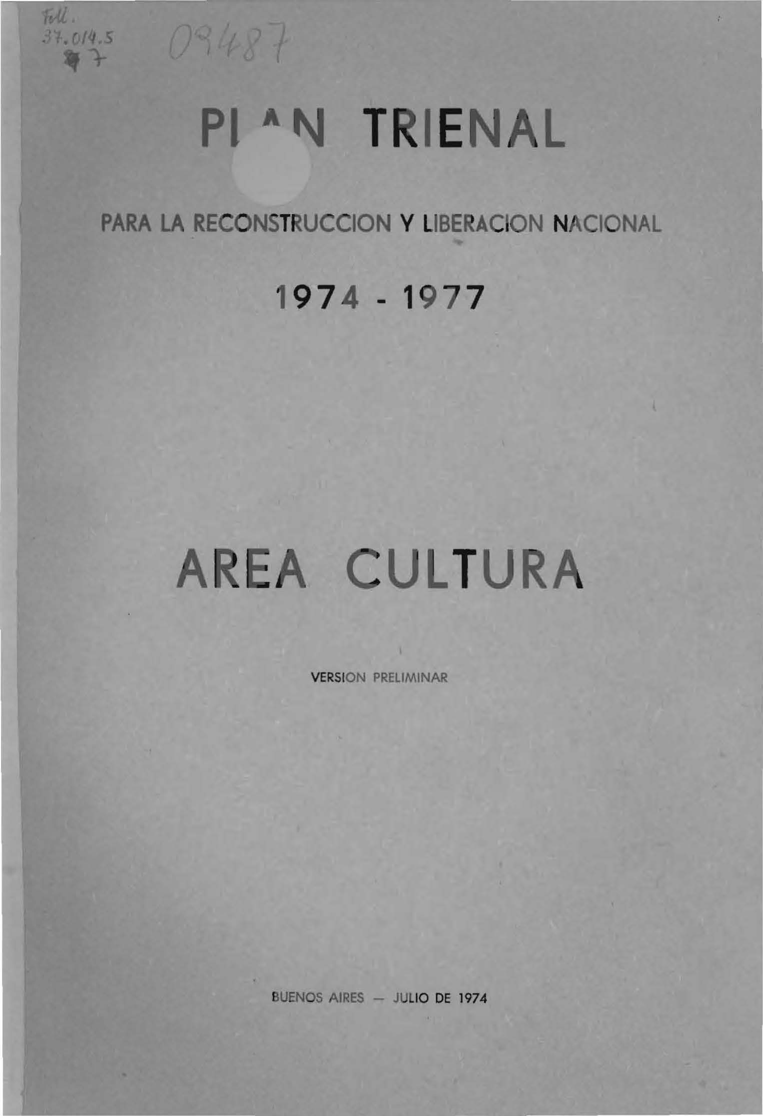 Plan Trienal 1974-1977 – Área Cultura