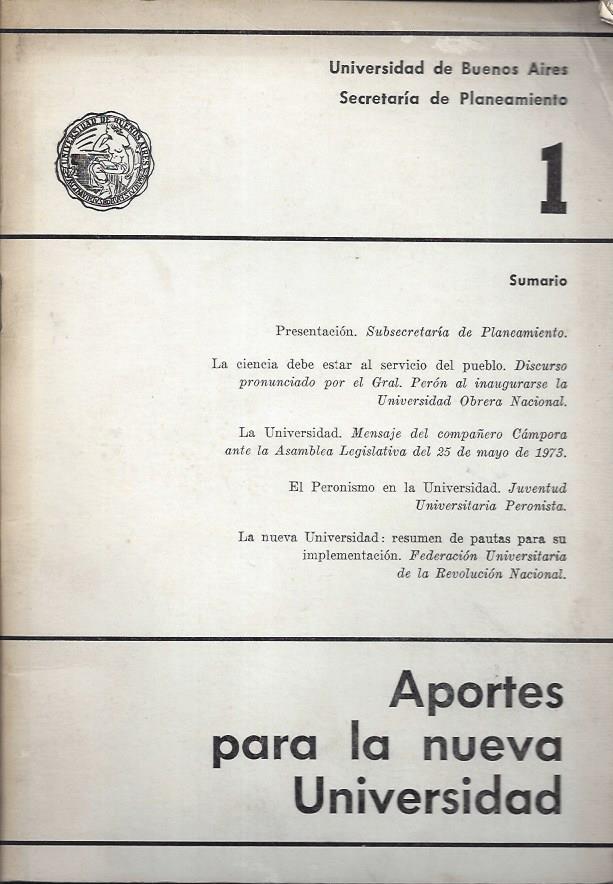 Aportes para la Nueva Universidad
